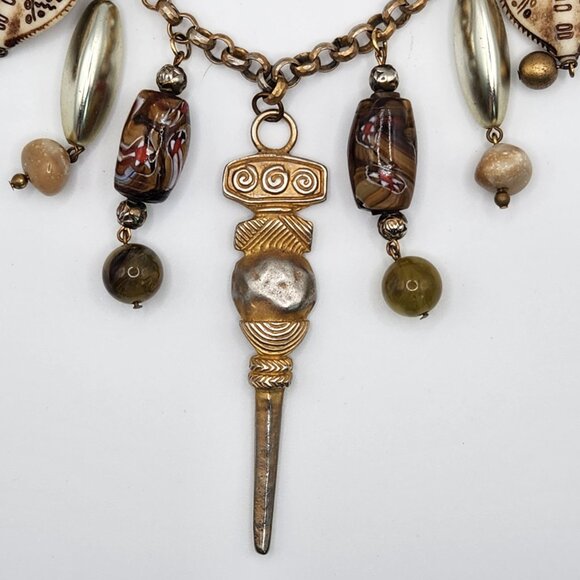Bohemian Tribal-Inspired Statement Necklace – Mixed Materials with Pendant - Picture 13 of 15